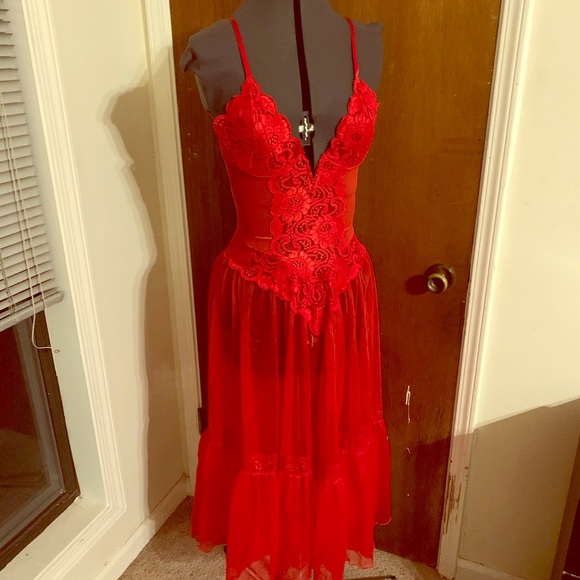 Cherry Red sheer lingerie dress - Picture 1 of 8